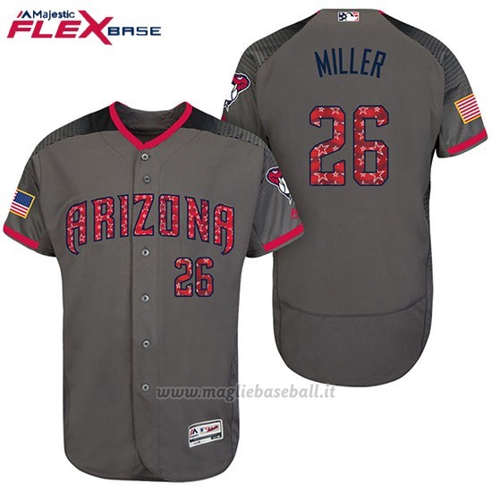 Maglia Baseball Uomo Arizona Diamondbacks 2017 Estrellas y Rayas 26 Shelby Miller Grigio Flex Base
